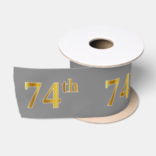 Nep/Namaak Goud "74ste" Gebeurtenis Nummer (Grijs) Satijnen Lint