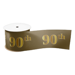 Nep/Namaak Goud "90ste" Gebeurtenis Nummer (Bruin) Satijnen Lint