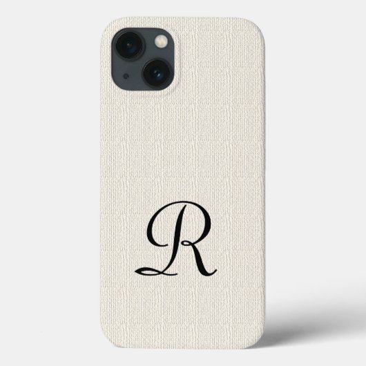Nep namaak wit rustieke jute monogram Case-Mate iPhone case (Achterkant)