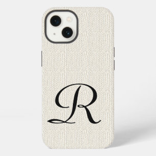 Nep namaak wit rustieke jute monogram iPhone 13 hoesje