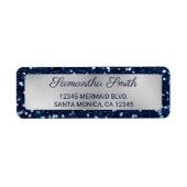 Nep Navy Blauwe Glitter en Zilver Folie Etiket (Voorkant)