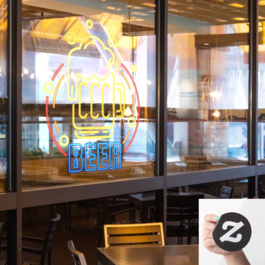Nep neon bierpul schuim generiek raamsticker (Restaurant Raam)