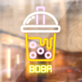 Nep neon Boba Bubble Tea Voorkant  Raamsticker (Vel 2)