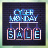 Nep Neon Cyber Monday Uitverkoop Zakelijke Banner Raamsticker (Vel 3)