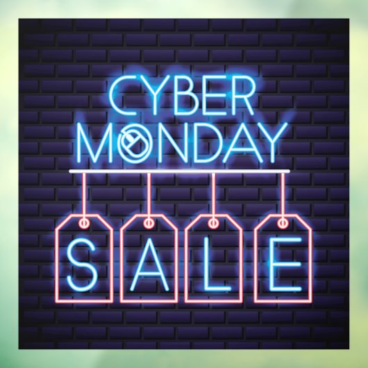 Nep Neon Cyber Monday Uitverkoop Zakelijke Banner Raamsticker (Vel 3)