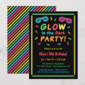 Nep Neon Gloed Verjaardagsfeest Uitnodigingen (Voorkant / Achterkant)