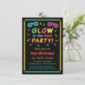 Nep Neon Gloed Verjaardagsfeest Uitnodigingen (Staand voorkant)