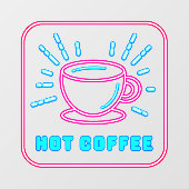 Nep neon hete koffie raamsticker (Vel)