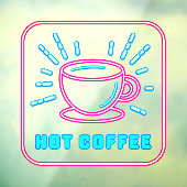 Nep neon hete koffie raamsticker (Vel 3)
