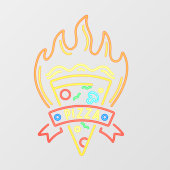 Nep neon hete pizza vlammen restaurant raamsticker (Vel)