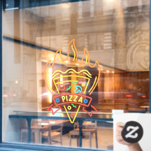 Nep neon hete pizza vlammen restaurant