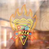 Nep neon hete pizza vlammen restaurant raamsticker (Vel 2)