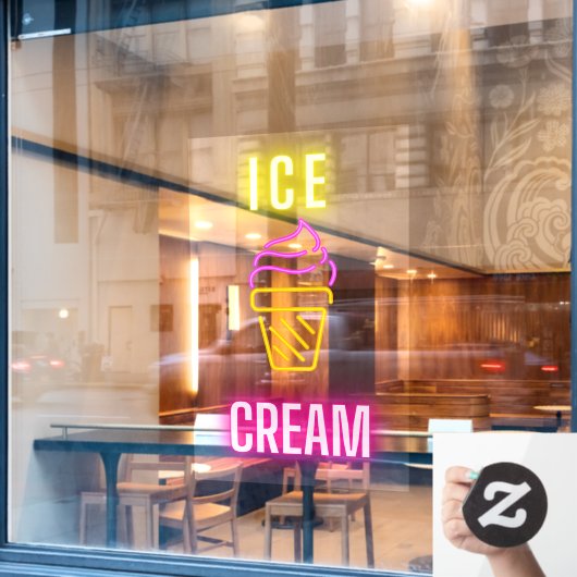 Nep Neon Ijsje Zakelijke Onderneming Raamsticker (Cafe Raam)