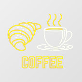 Nep neon koffee en croissant bord raamfolie raamsticker (Vel)