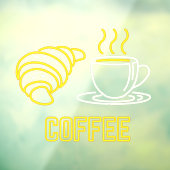Nep neon koffee en croissant bord raamfolie raamsticker (Vel 3)