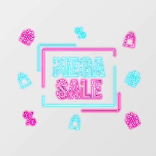 Nep Neon Mega Uitverkoop Bedrijf Raamsticker (Vel)