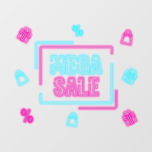 Nep Neon Mega Uitverkoop Bedrijf Raamsticker (Vel)