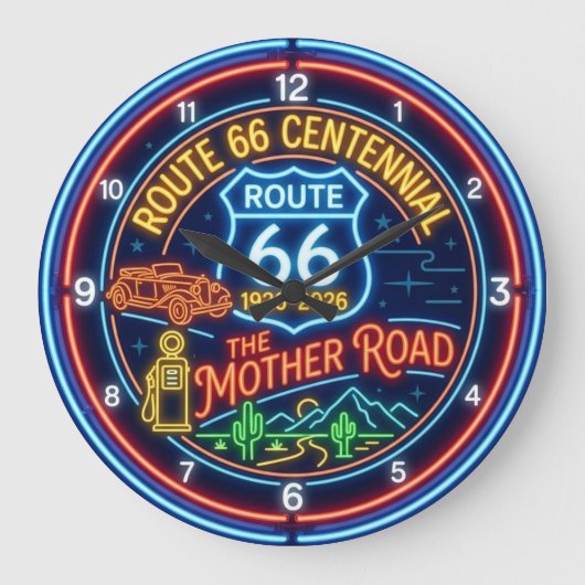 Nep-neon Moederweg Route 66 Eeuwfeest Grote Klok (Voorkant)