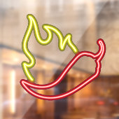 Nep Neon Rode Chilipeper Gele Vlam Raamsticker (Vel 2)