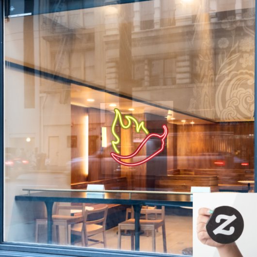 Nep Neon Rode Chilipeper Gele Vlam Raamsticker (Cafe Raam)