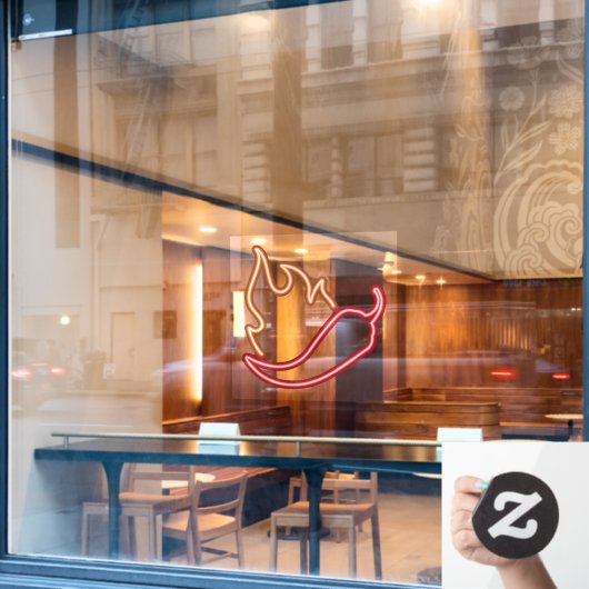 Nep Neon Rode Chilipeper Oranje Vlam Raamsticker (Cafe Raam)
