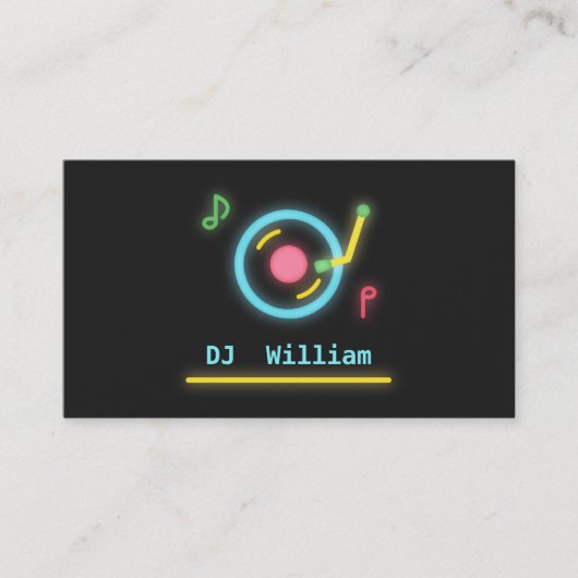 Nep neonlichten DJ-draaitafel Visitekaartje (Voorkant)