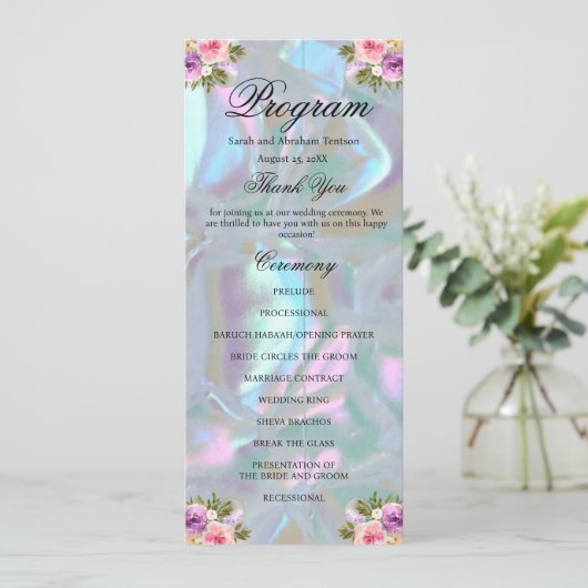 Nep Nepparel Bruiloftsprogramma Menu (Staand voorkant)