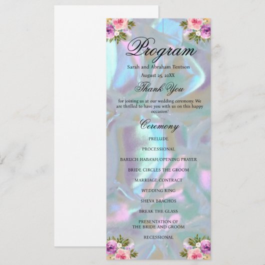 Nep Nepparel Bruiloftsprogramma Menu (Voorkant / Achterkant)