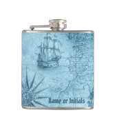 Nep oude wereldkaart, 6oz vinyl omwikkelde heupfle heupfles (Voorkant)