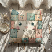 Nep Patchwork Pastel Cottage Kitty Gezicht Kussen