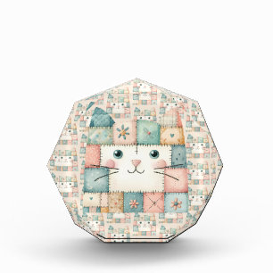 Nep Patchwork Pastel Kattenhuisje Fotoblokken