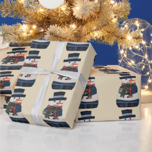 Nep Patchwork Sneeuwman Vakantie Kerstmis Cadeaupapier
