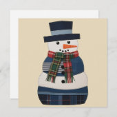 Nep Patchwork Sneeuwman Vakantie Kerstmis Feestdagenkaart (Voorkant / Achterkant)