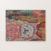 Nep Pug, een abstracte collage van maskeren Legpuzzel (Horizontaal)
