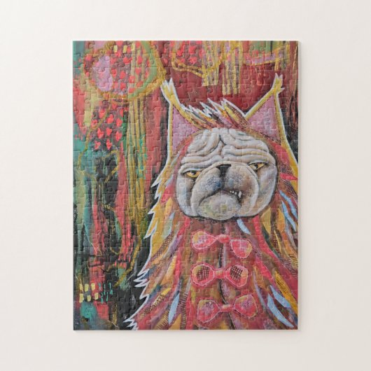Nep Pug, een abstracte collage van maskeren Legpuzzel (Verticaal)