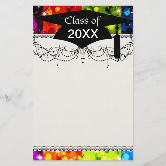 nep regenboog glinster glitter afstuderen briefpapier (Voorkant)