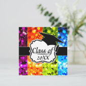 nep regenboog glinster glitter afstuderen kaart (Staand voorkant)