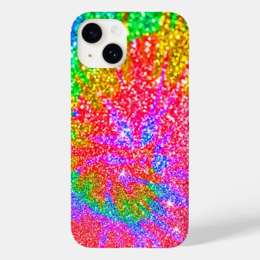 Nep Regenboog Tie Dye Glitter Wervelpatroon Case-Mate iPhone Case (Achterkant)