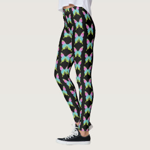 Nep regenboogkleurige glitterschaalvlinder leggings