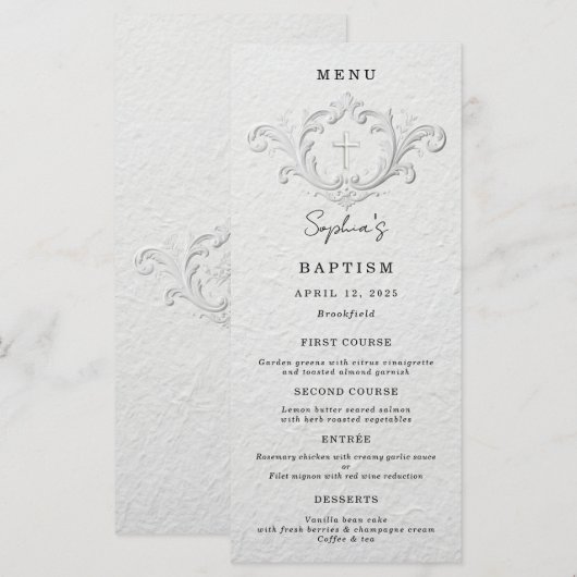 Nep-reliëf Bloem Doop Plat Menu (Voorkant / Achterkant)