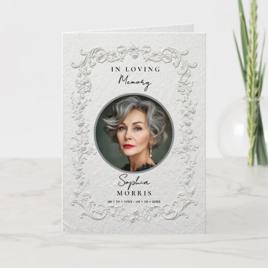 Nep-reliëf Bloemige Herdenkings- Funeral Programma (Voorkant)