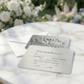 Nep-reliëf effect zwanen en rozen RSVP kaartje