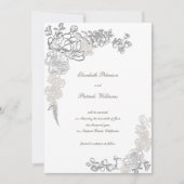 Nep-reliëf Pioen Calligrafie Chic Ivoren Trouwkaar Save The Date (Voorkant)