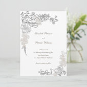 Nep-reliëf Pioenroos Calligrafie Chic Ivoren Trouw Save The Date (Staand voorkant)