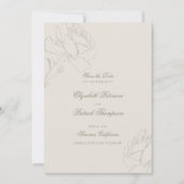 Nep reliëf rozen ecru formeel klassiek bruiloft save the date (Voorkant)