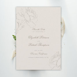 Nep reliëf rozen ecru formeel klassiek bruiloft save the date