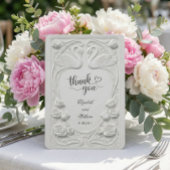 Nep-reliëf zwanen formele bruiloft bedankkaart