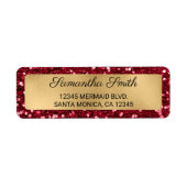 Nep Robijnrood Glitter en Goud Folie Etiket (Voorkant)