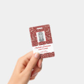 Nep rode glinstertextuurlook met aangepaste tekst badge (Handheld)