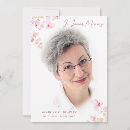 Nep-roosgoud foto roze bloemige takken voor een ui kaart (Voorkant)